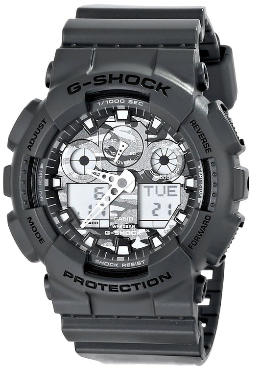 Casio G-Shock Military Grey Camo Camouflage Print Dial Black Watch GA100CF-8ADR - Diligence1International