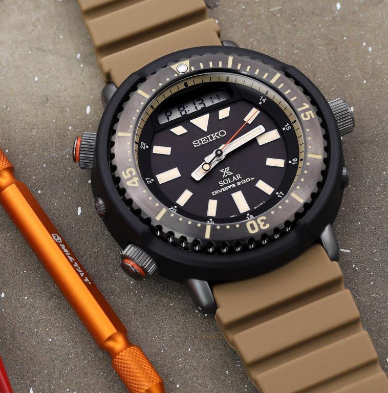 Seiko Urban Safari Series Arnie Solar Tuna Desert Beige Diver's Men's Watch SNJ029P1 - Diligence1International