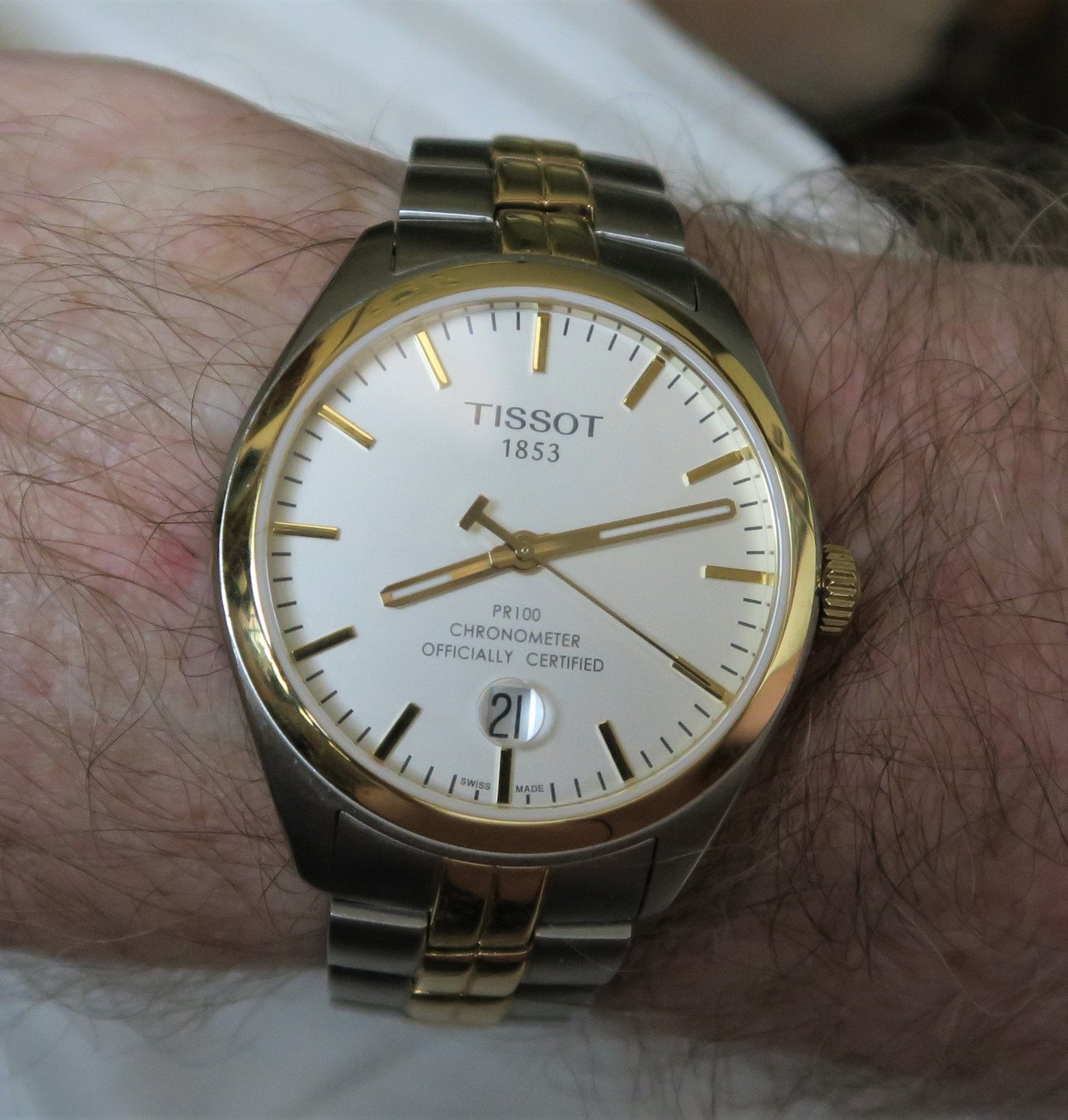 Tissot Swiss Made T-Classic PR100 Chronometer 2 Tone Gold Plated Men's Watch T1014512203100 - Diligence1International