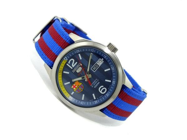 Seiko 5 Sports FC Barcelona 100M Blue Dial Men's Watch Nylon Strap SRP303K1 - Diligence1International