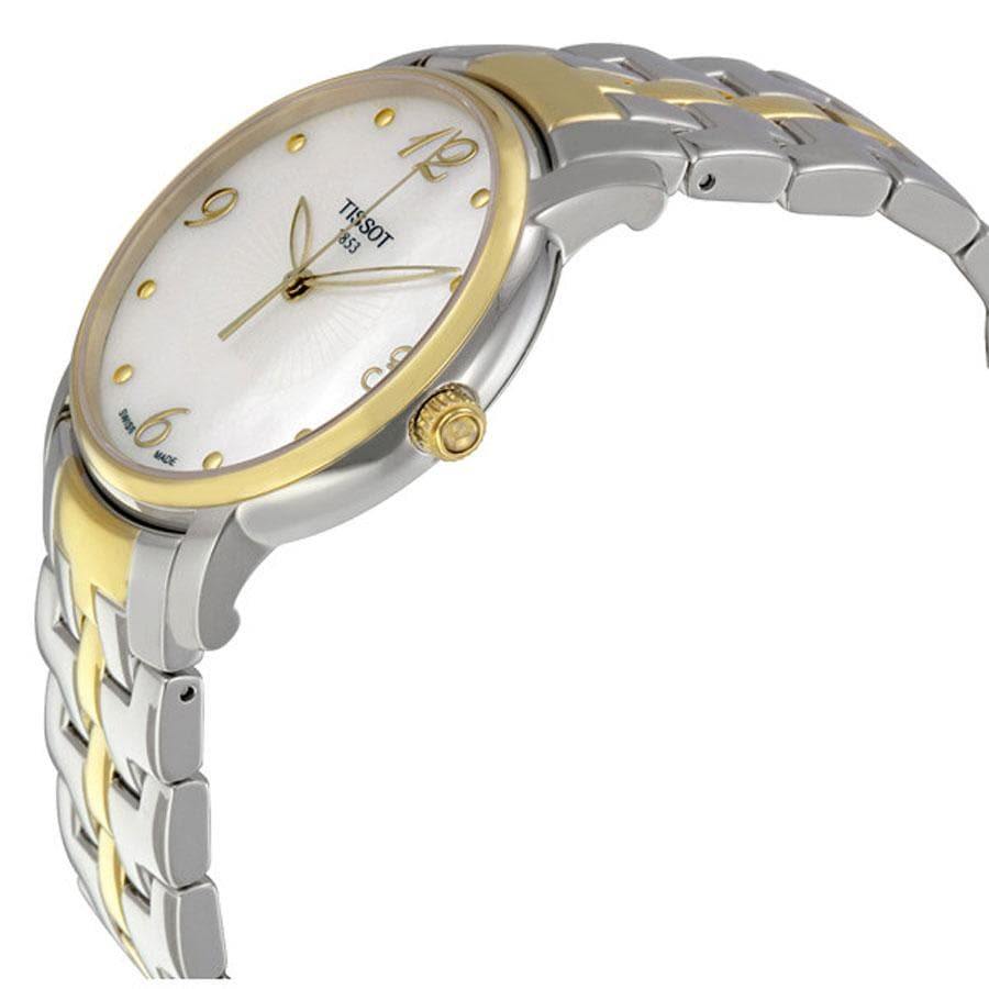 Tissot Swiss Made T-Round 2 Tone Gold Plated Ladies' MOP Watch T052.210.22.117.00 - Diligence1International