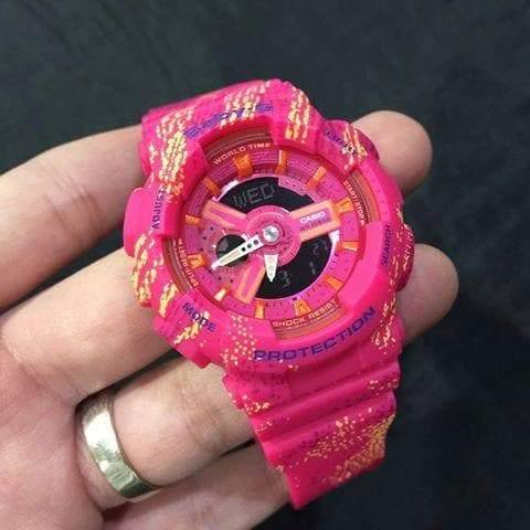 Casio Baby-G BA110 Tandem Series Anadigi Neon Pink x Multicolor Watch BA110TX-4ADR - Diligence1International