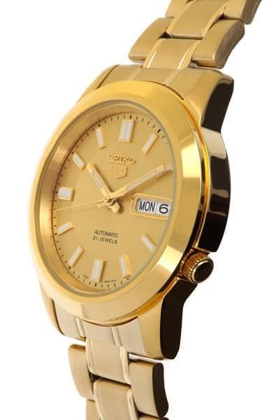Seiko 5 Classic Mens Size Gold Dial & Plated Stainless Steel Strap Watch SNKK20K1 - Diligence1International