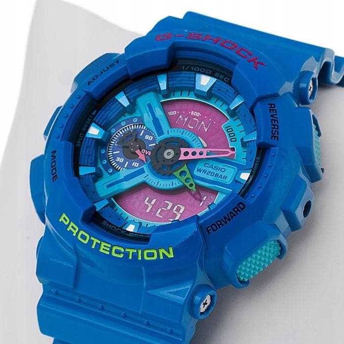 Casio G-Shock GA110 Series Analog-Digital Hyper Color Blue x Pink Dial Watch GA110HC-2ADR - Diligence1International