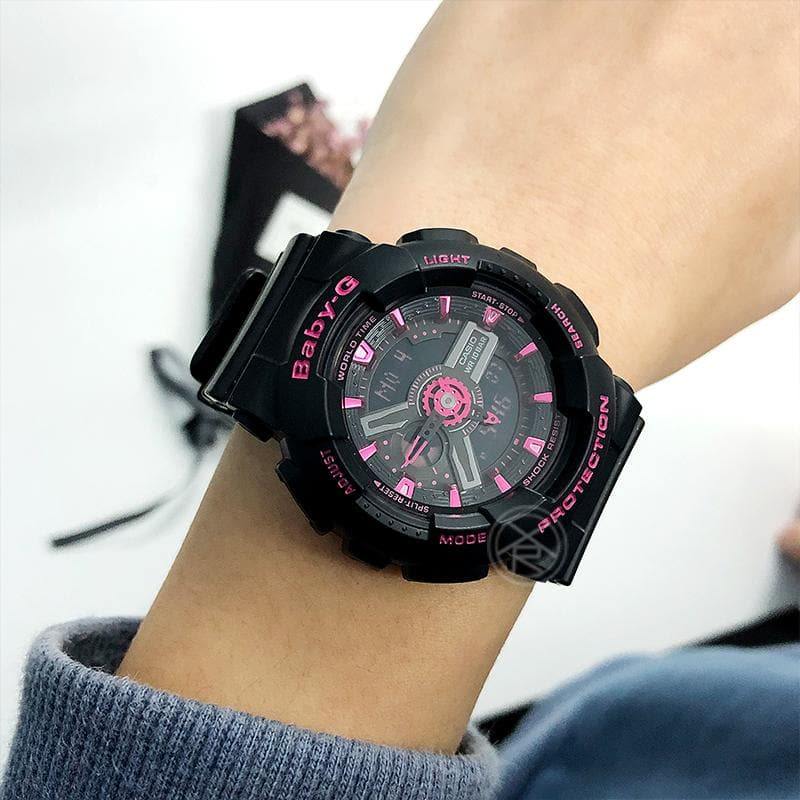 Casio Baby-G Neon Colors Anadigi Black x Pink Accents Watch BA111-1ADR - Diligence1International
