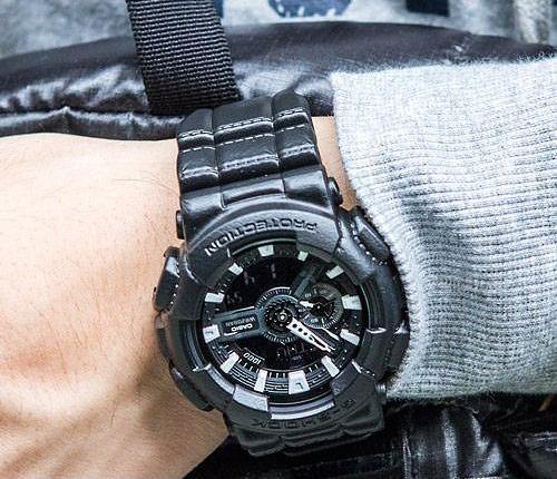 Casio G-Shock Black Out Leather Texture Series Anadigi Black Watch GA110BT-1ADR - Diligence1International