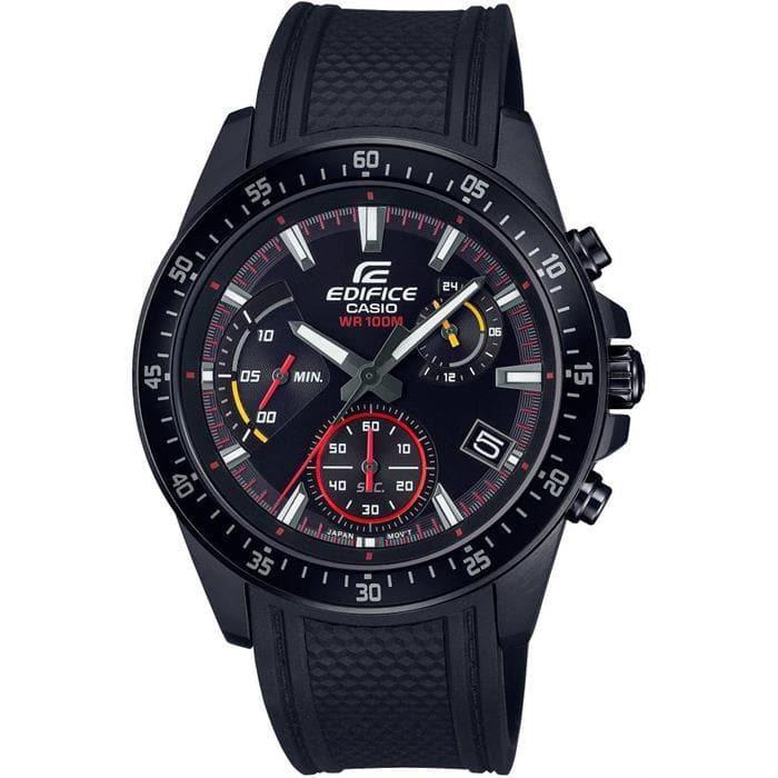 Casio Edifice Chronograph All Black Men's PVD Rubber Strap Watch EFV-540PB-1AV