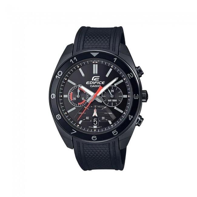 Casio Edifice Retrograde Chronograph All Black Men's PVD Rubber Strap Watch EFV-590PB-1AV - Diligence1International