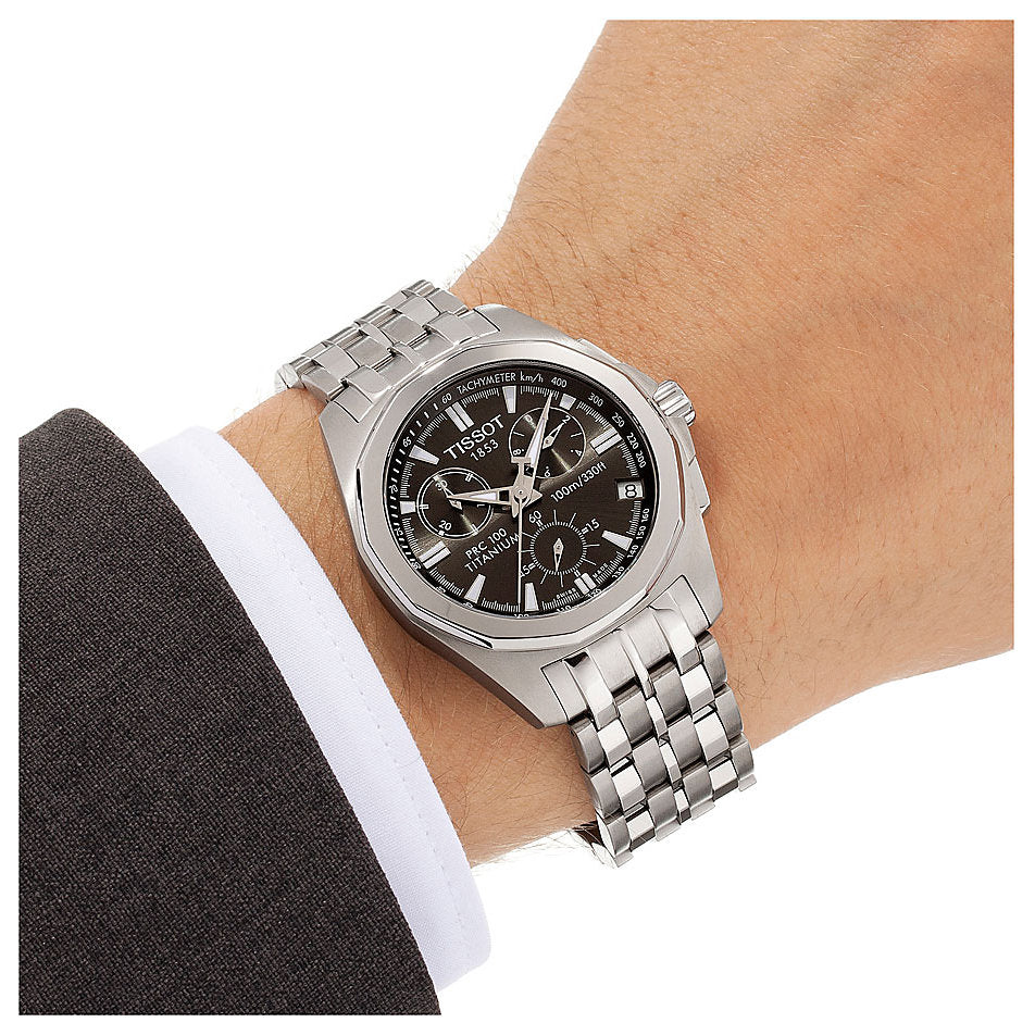 Tissot Swiss Made PRC 100 Chronograph Black Men's Titanium Watch T0084174406100 - Diligence1International