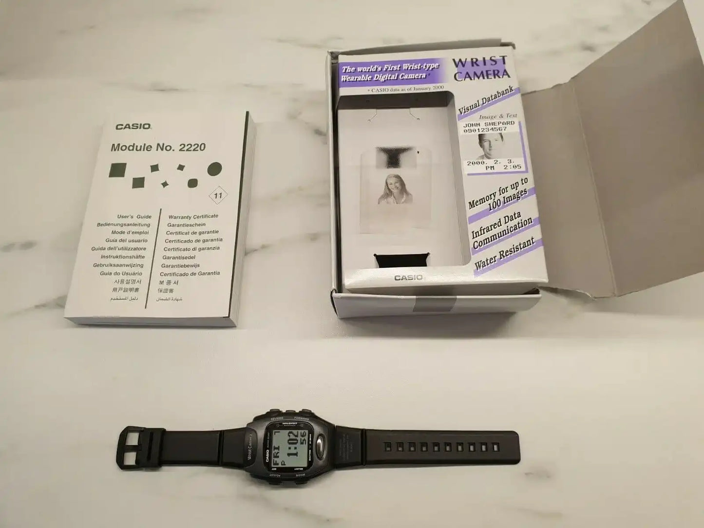 Casio Retrograde Ultra Rare Vintage First Wrist Camera Digital Black Rubber Strap Watch WQV-2-1DR - Diligence1International