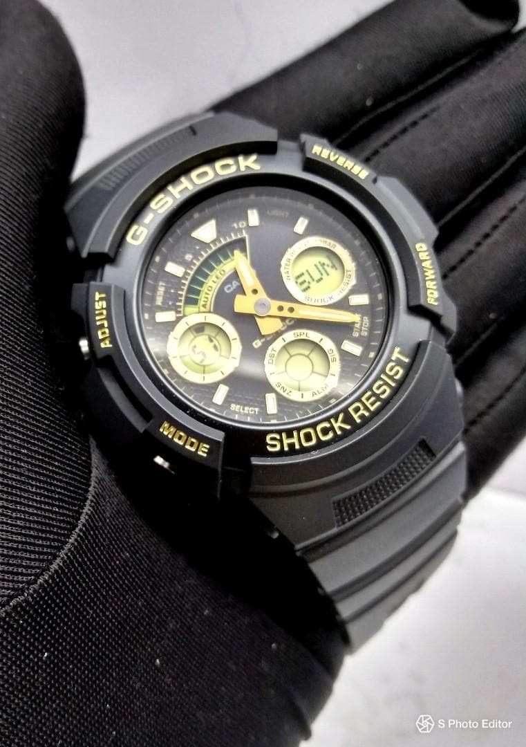 Casio G-Shock Standard Analog-Digital Black x Gold Accents Watch AW591-2ADR - Diligence1International