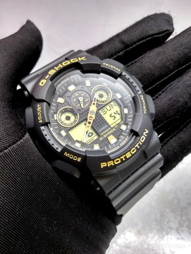 Casio G-Shock Analog-Digital Black x Gold Accents Watch GA100GBX-1A9DR - Diligence1International