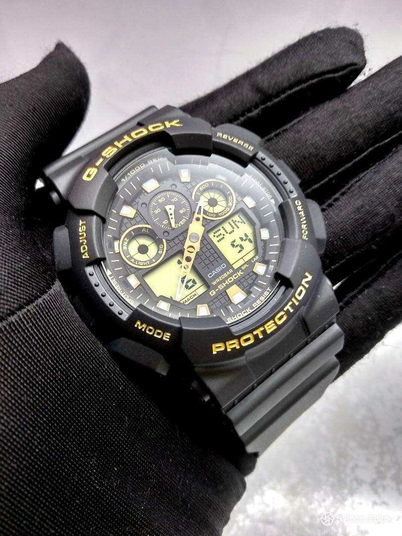 Casio G-Shock Analog-Digital Black x Gold Accents Watch GA100GBX-1A9DR - Diligence1International