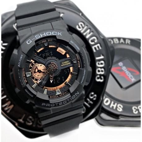 Casio G-Shock Black Stealth Series Analog-Digital Black x Rose Gold x Gray Accents Watch GA110RG-1ADR - Diligence1International