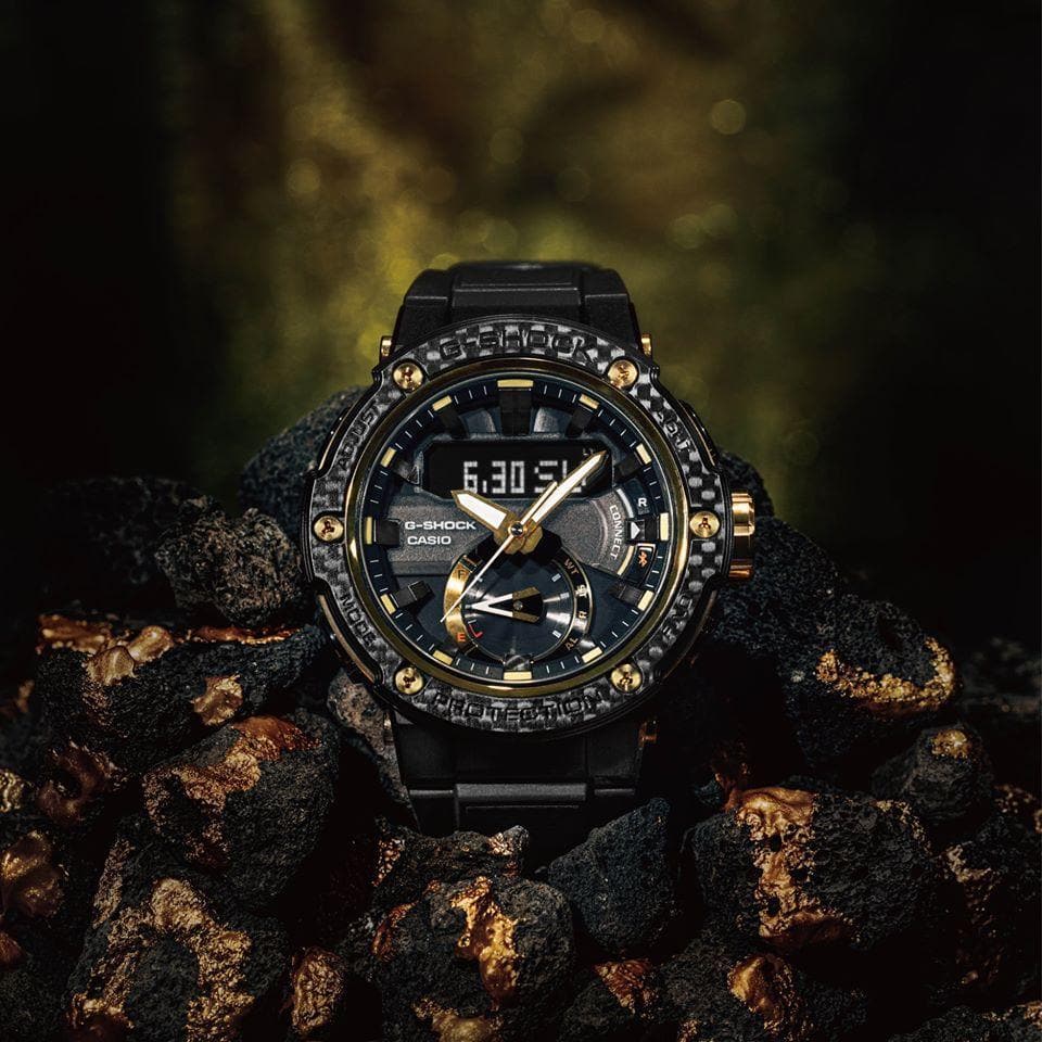 Casio G-Shock G-Steel Mobile link Bluetooth Anadigi Black x Gold Accents Watch GSTB200X-1A9DR - Diligence1International
