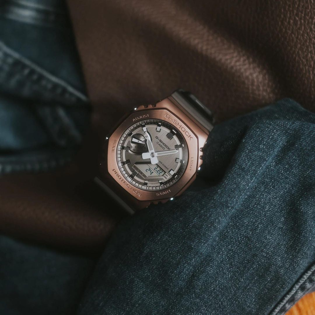 Casio G-Shock Carbon Core Guard Midnight Fog Ion Brown AP CasiOak Men's Metal Case Watch GM2100MF-5ADR