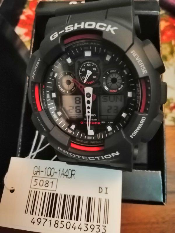 Casio G-Shock Analog-Digital Black x Red Accents Watch GA100-1A4DR