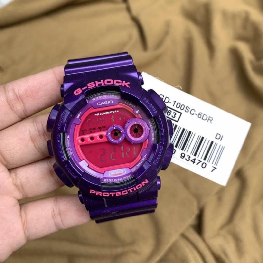 Casio G-Shock Big Case Digital Crazy Colors Purple Barney Watch GD100SC-6DR - Diligence1International
