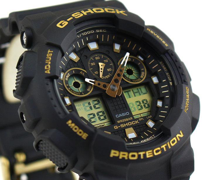 Casio G-Shock Analog-Digital Black x Gold Accents Watch GA100GBX-1A9DR - Diligence1International