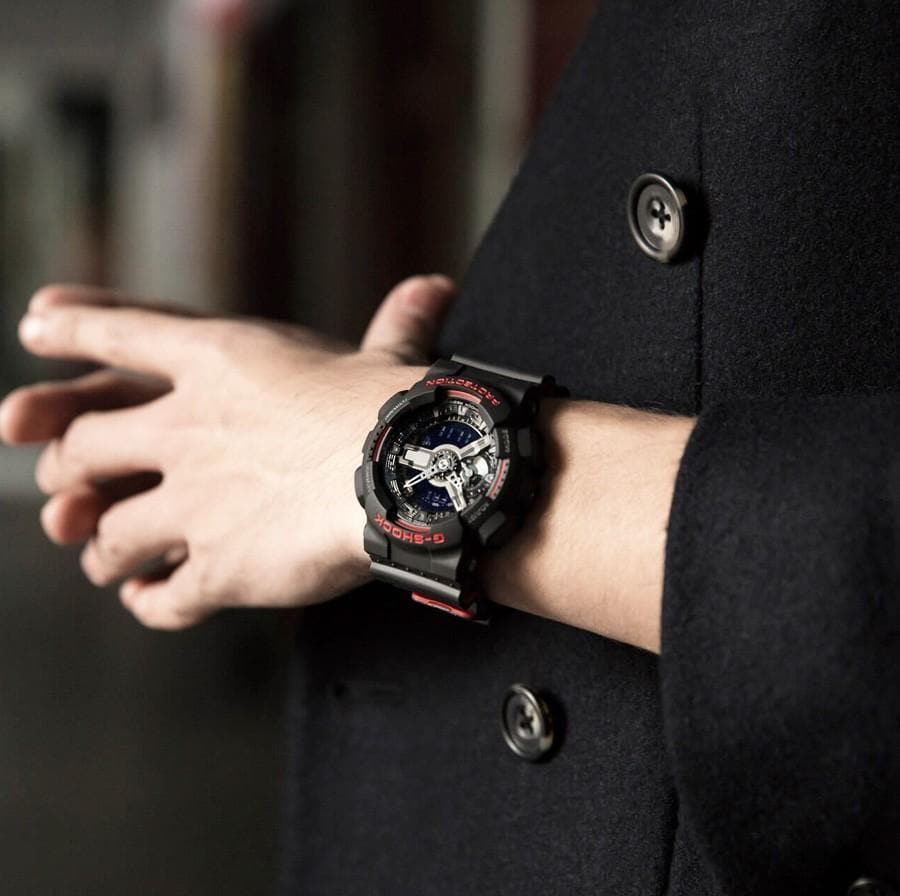 Casio G-Shock GA110 Series Analog-Digital Black x Red x Silver Accents Last Dance Watch GA110HR-1ADR - Diligence1International