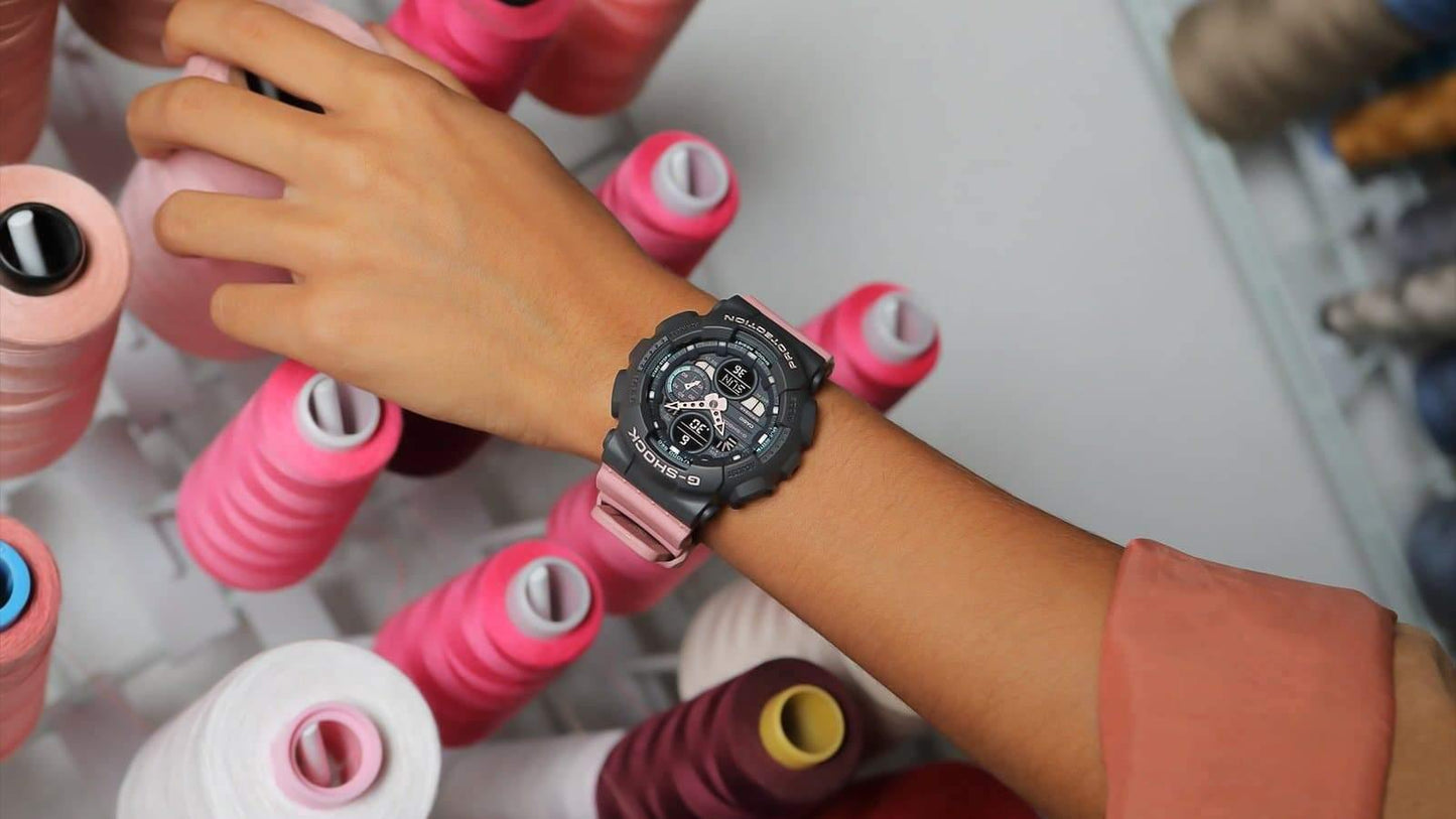 Casio G-Shock Sneaker S Series Analog-Digital Black x Pink Strap Ladies' Watch GMAS140-4ADR - Diligence1International
