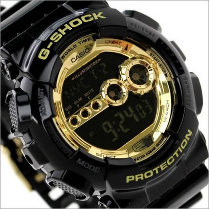 Casio G-Shock Big Case Digital Black x Gold Dial Watch GD100GB-1DR