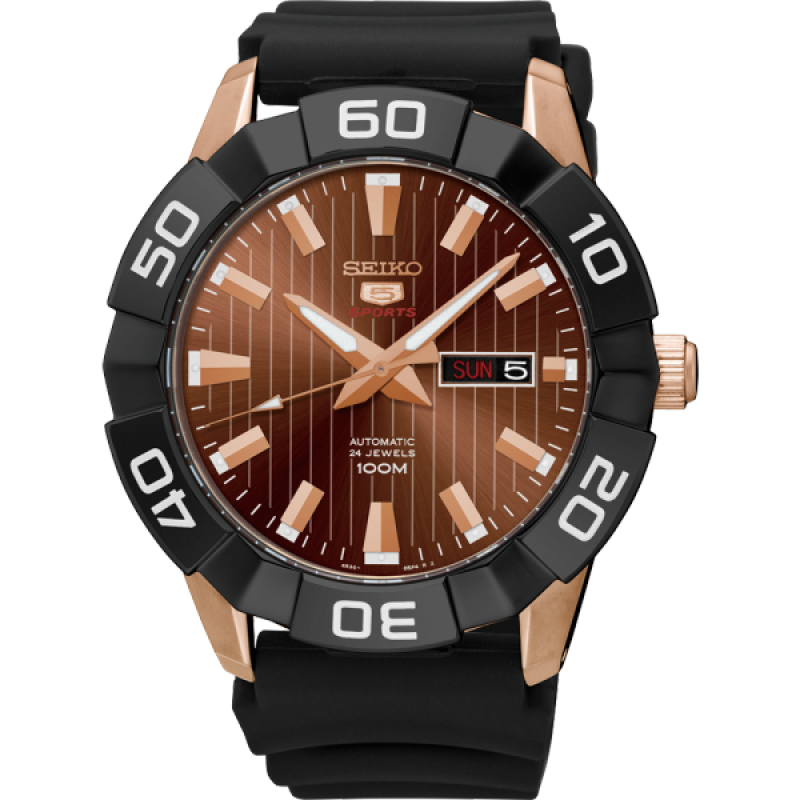 Seiko 5 Sports 100M Automatic Men's Watch Black Dial Rubber Strap SRPA58K1 - Diligence1International
