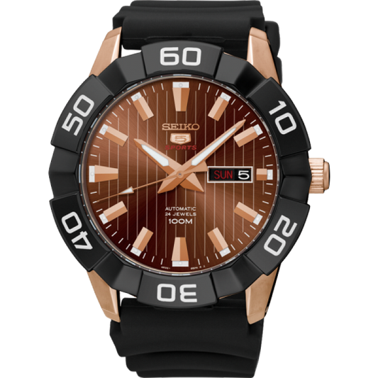Seiko 5 Sports 100M Automatic Men's Watch Black Dial Rubber Strap SRPA58K1 - Diligence1International