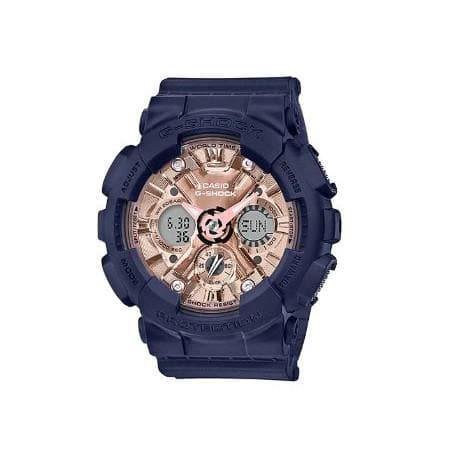 Casio G-Shock Anadigi Rose Gold Metallic Face Ladies' Blue Watch GMAS120MF-2A2DR - Diligence1International