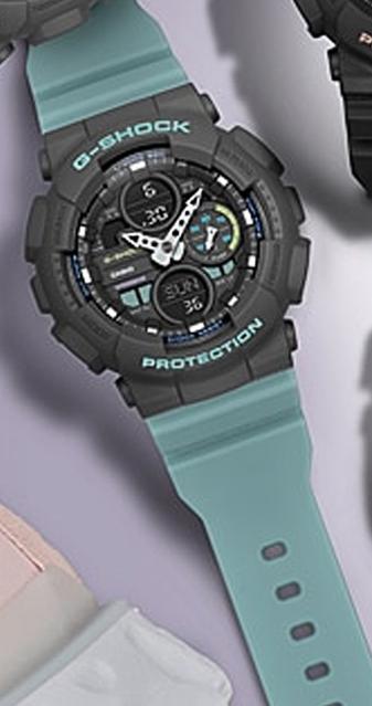 Casio G-Shock Sneaker S Series Analog-Digital Black x Teal Strap Ladies' Watch GMAS140-2ADR - Diligence1International