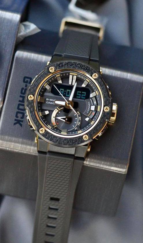 Casio G-Shock G-Steel Mobile link Bluetooth Anadigi Black x Gold Accents Watch GSTB200X-1A9DR - Diligence1International