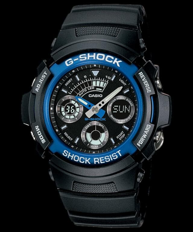 Casio G-Shock Standard Analog-Digital Black x Blue Watch AW591-2ADR - Diligence1International