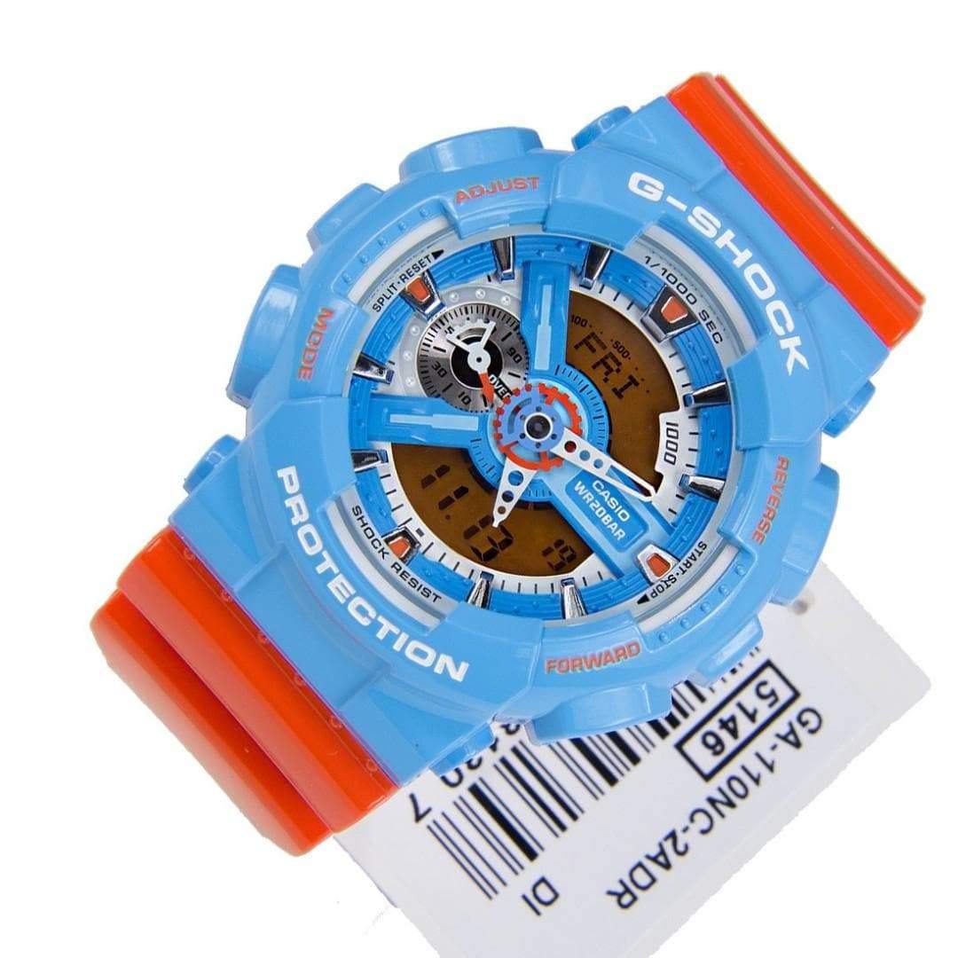 Casio G-Shock GA110 Series Anadigi Hyper Color Sky Blue x Orange Watch GA110NC-2ADR - Diligence1International