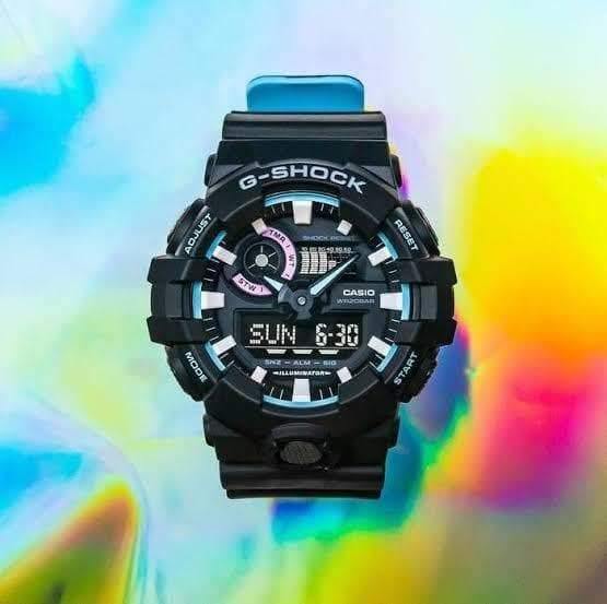 Casio G-Shock Special Color Model Black x Baby Blue x Pink Accents Watch GA700PC-1ADR - Diligence1International