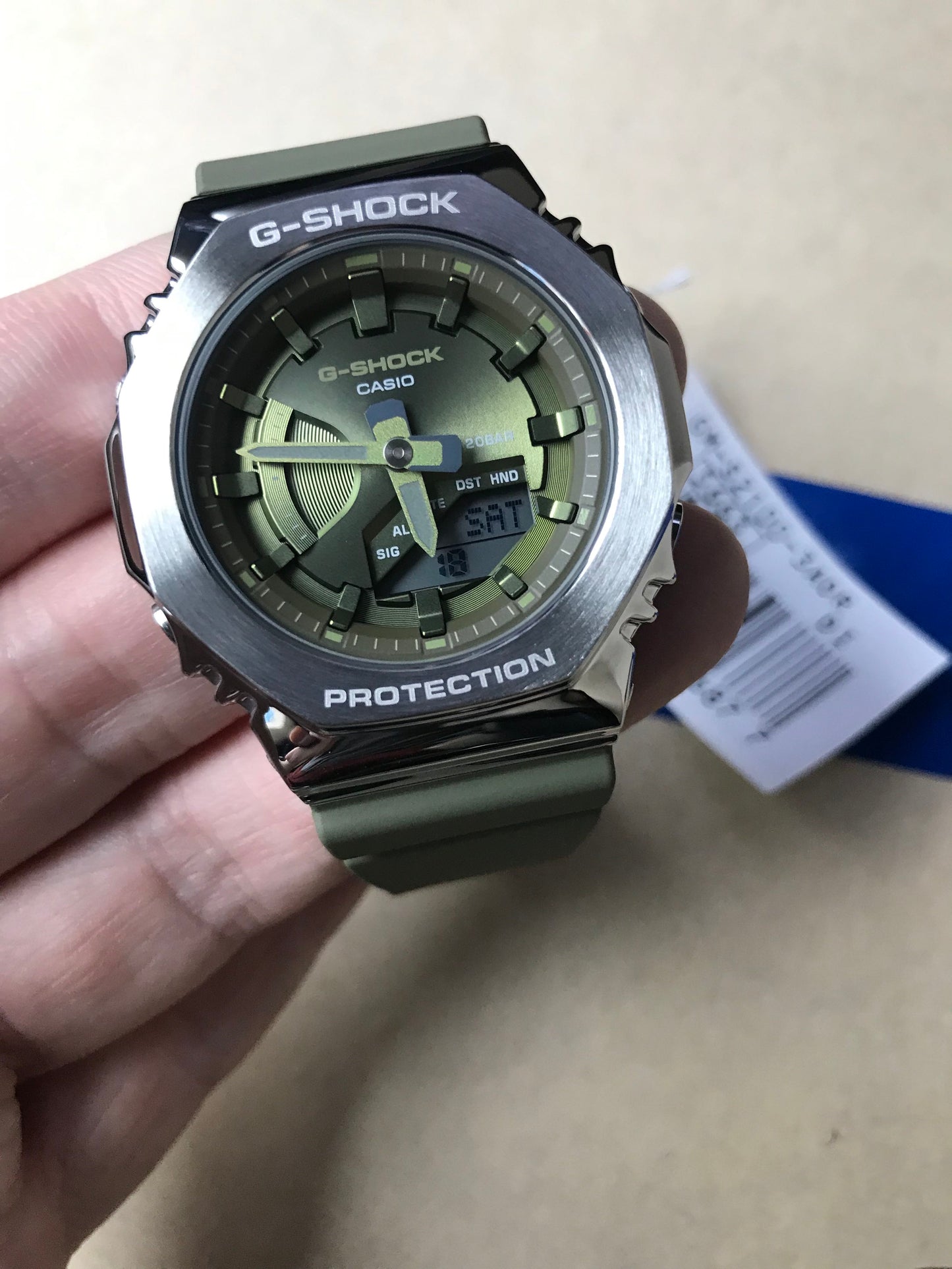 Casio G-Shock Carbon Core Guard Green AP CasiOak Ladies' Metal Case Watch GMS2100B-3ADR