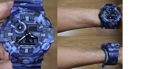Casio G-Shock Military Blue Camo Watch Camouflage GA700CM-2ADR - Diligence1International