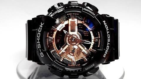 Casio G-Shock X-Large Series Anadigi Rose Gold Dial Glossy Black Watch GA100GBX-1A4DR - Diligence1International