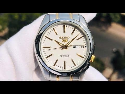 Seiko 5 Classic White Dial Couple's 2 tone Gold Plated Stainless Steel Watch Set SNKL47K1+SYME44K1 - Diligence1International