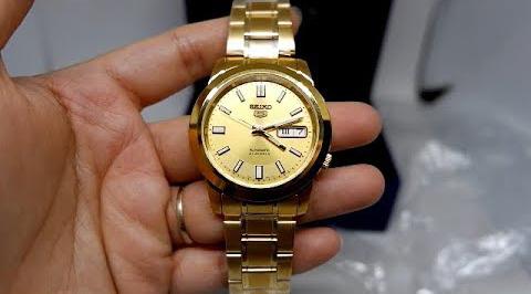 Seiko 5 Classic Mens Size Gold Dial & Plated Stainless Steel Strap Watch SNKK20K1 - Diligence1International