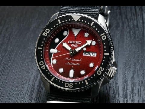 NEW Seiko 5 Sports 100M LE Queen's Brian May Automatic Men's Watch Red Dial Nylon Strap SRPE83K1 - Diligence1International