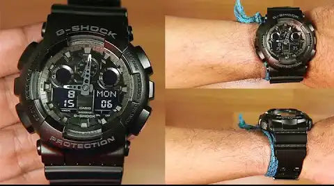 Casio G-Shock Military All Black Stealth Camo Print Dial Watch GA100CF-1ADR
