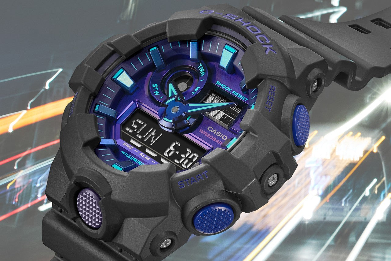 Casio G-Shock Anadigi Virtual Reality Blue Violet x Black Watch GA700VB-1ADR