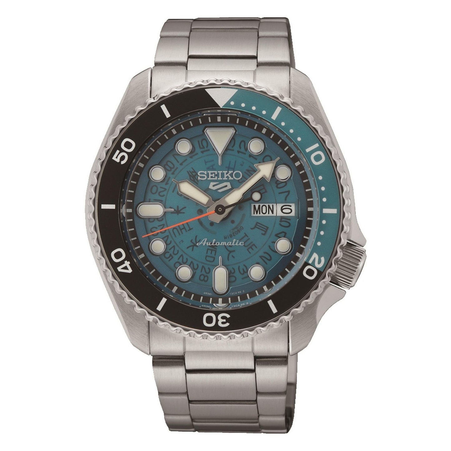 Seiko 5 100M Skeleton Style Bluish Green Dial Automatic Watch SRPJ45K1