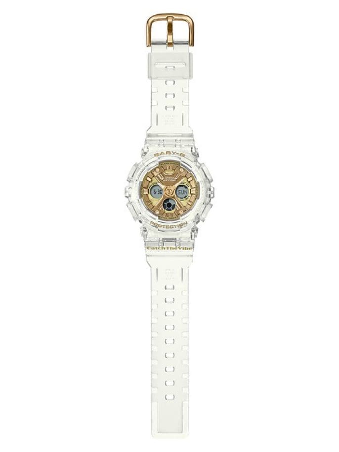 Casio Baby-G Anadigi Metallic Gold Clear Jelly RIEHATA Watch BA130CVG-7ADR