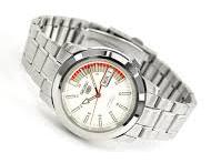 Seiko 5 Classic White Dial with Red Bar Couple's Stainless Steel Watch Set SNKK25K1+SYME39K1 - Diligence1International