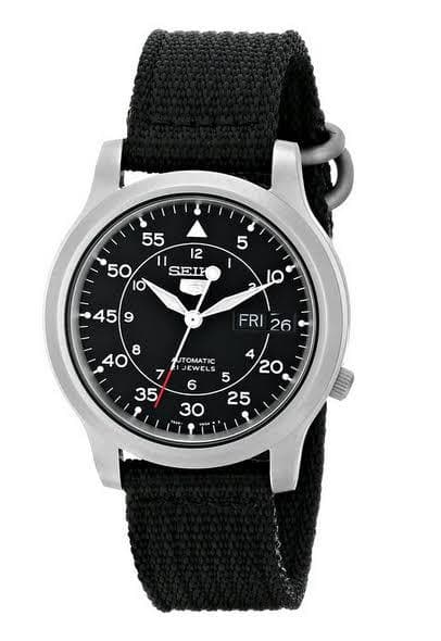 Seiko 5 Sports Military 100M Automatic Men's Watch Black Nylon Strap SNK809K2 - Diligence1International