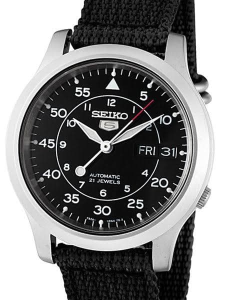 Seiko 5 Sports Military 100M Automatic Men's Watch Black Nylon Strap SNK809K2 - Diligence1International