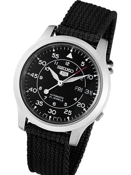 Seiko 5 Sports Military 100M Automatic Men's Watch Black Nylon Strap SNK809K2 - Diligence1International