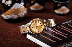 Seiko 5 Classic Gold Dial Couple's 2 tone Gold Plated Stainless Steel Watch Set SNK792K1+SYMD92K1 - Diligence1International