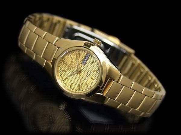 Seiko 5 Classic Gold Dial Couple's Gold Plated Stainless Steel Watch Set SNK610K1+SYMC18K1 - Diligence1International